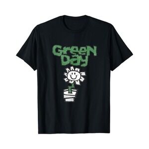 Green Day Flower Pot Punk Rock Band Music Fan Graphic T-Shirt